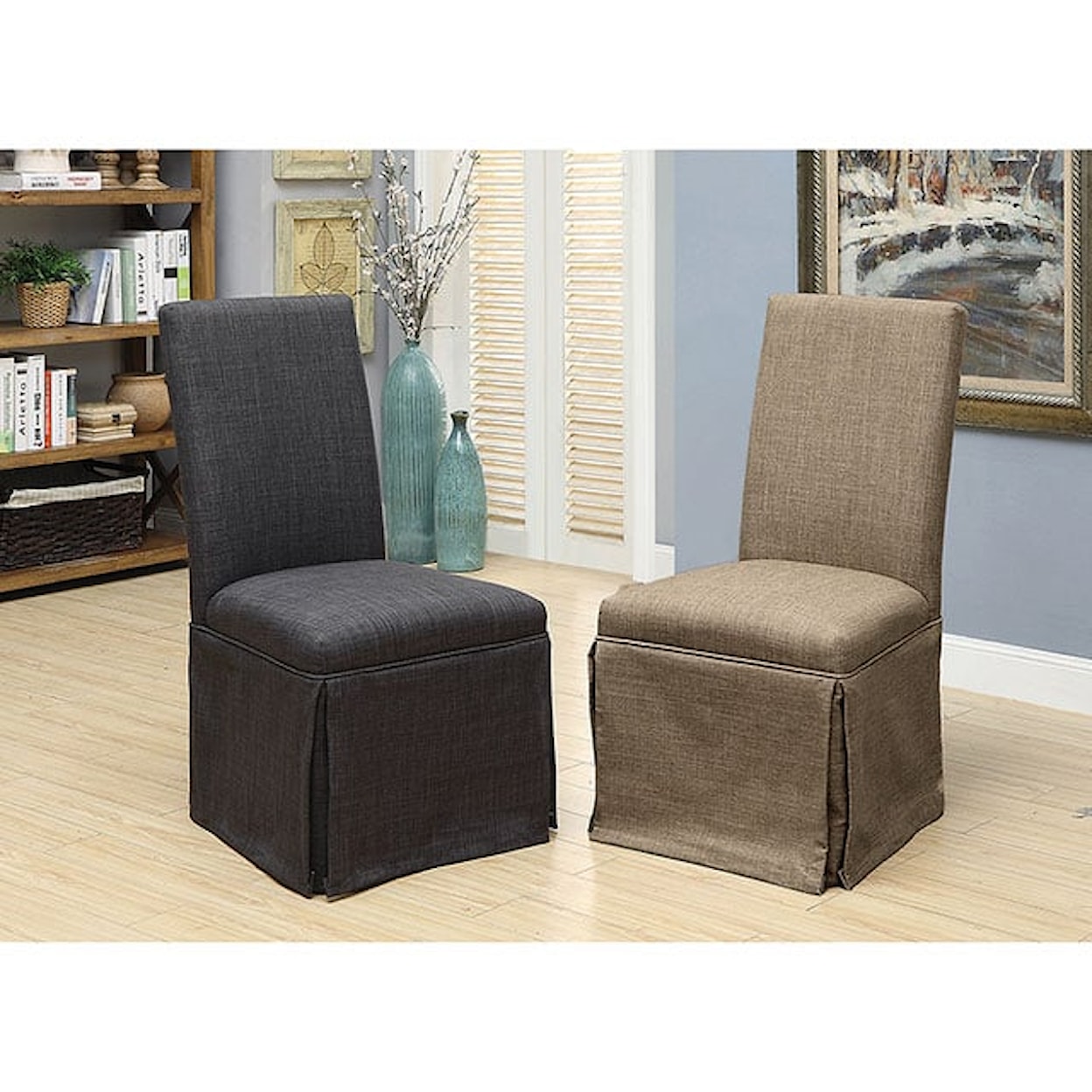Furniture of America - FOA Kortrijk  Skirted Accent Chairs with Welting Trim