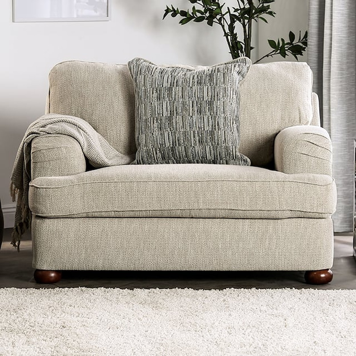 Furniture of America Salisbury Accent Chair with Round Bun Legs