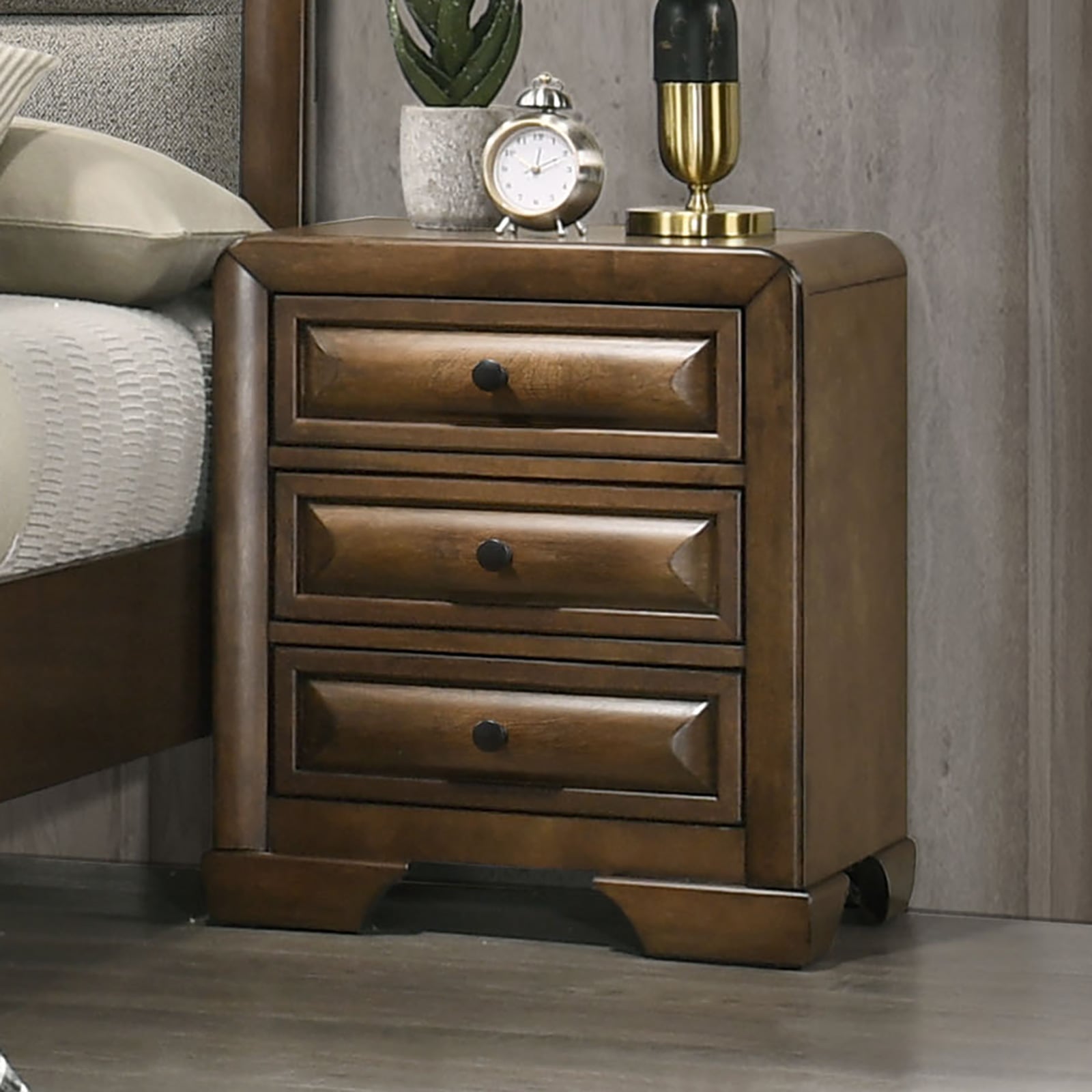 Furniture of America Caerwys Nightstand /Light Gray