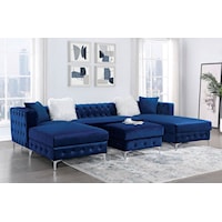 Transitional Navy Sectional Sofa with Double Chaise
