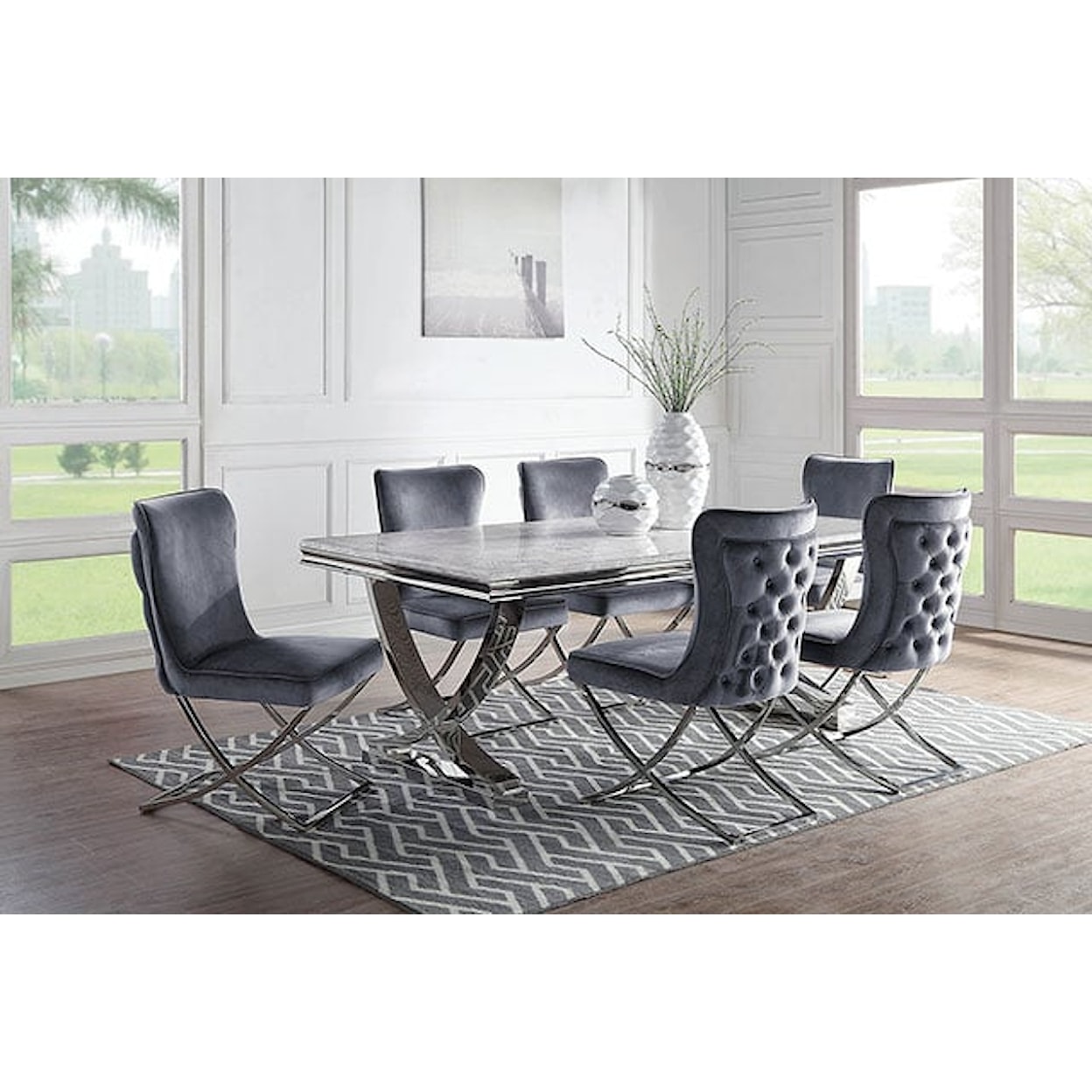 Furniture of America Wadenswil Dining Chair & Bench