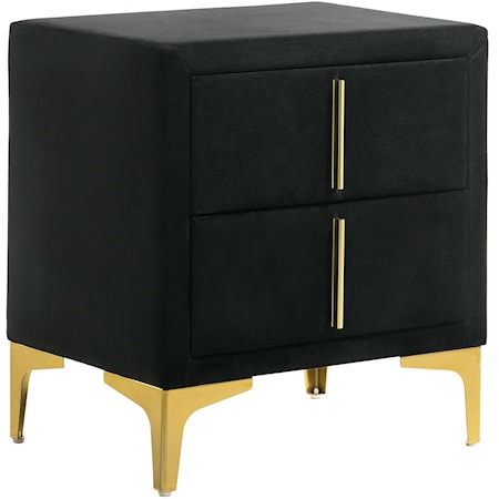 Glam Fully Upholstered Nightstand with Steel Legs