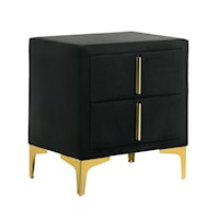 Glam Fully Upholstered Nightstand with Steel Legs