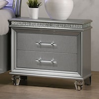 Glam 2-Drawer Nightstand with Acrylic Bar Pulls