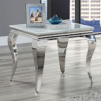 Glam End Table with Glass Top