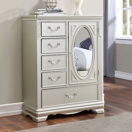 5-Drawer Armoire with Mirror Door