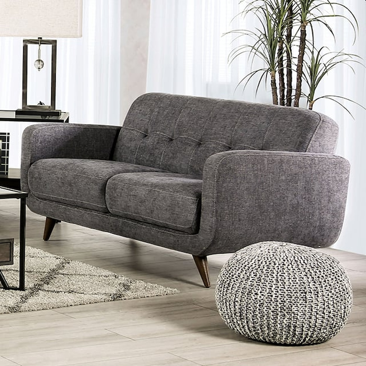 Furniture of America Siegen Loveseat with Biscuit-Tufting