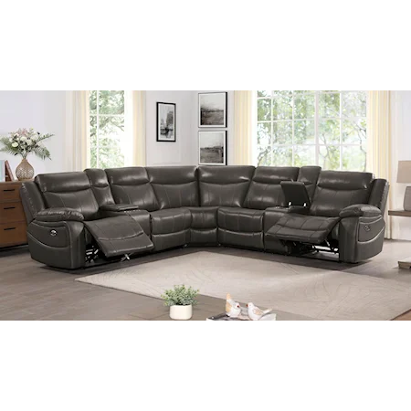 Casual Power Reclining Sectional Sofa w/USB Port