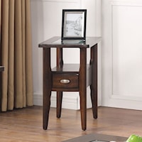 Transitional Dark Walnut Side Table with Glass Top