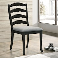 Transitional Ladder Back Side Chair with Upholstered Seat
