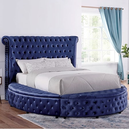 California King Upholstered Round Bed