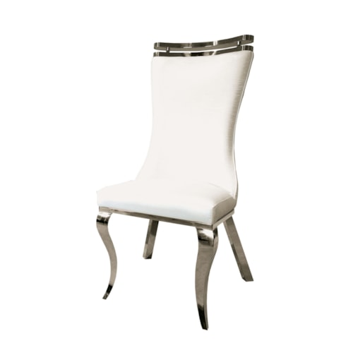 Glam Upholstered Side Chair with Saber Legs