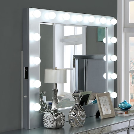 Mirror w/ USB, Power, Light, Silver