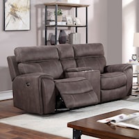 Transitional Power Loveseat with Center Console