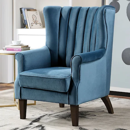 Contemporary Dark Teal Accent Chair with Channel Tufting