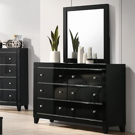 Black 6-Drawer Bedroom Dresser