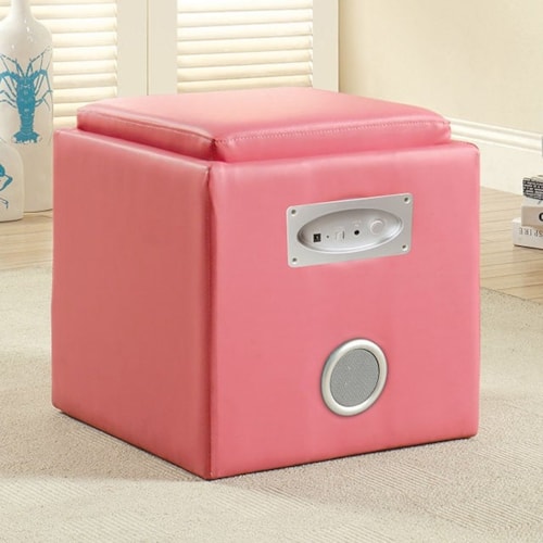 Contemporary Fabric Ottoman with Speaker System