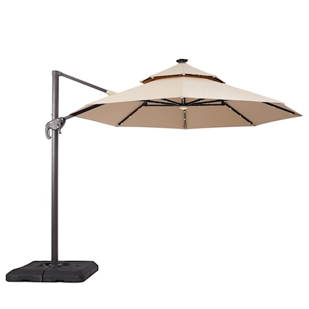 10' Round Umbrella Led Light Tan