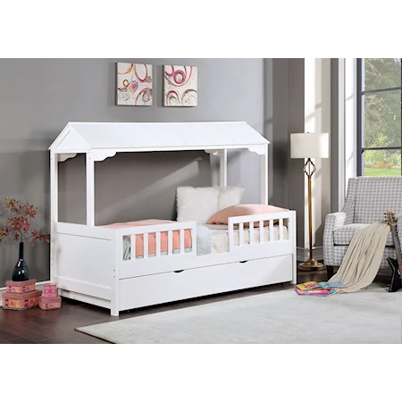 Coastal Youth Twin House Bed - White