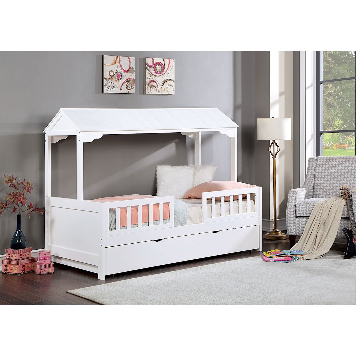 Furniture of America KIDWELLY Twin Bed w/ Trundle