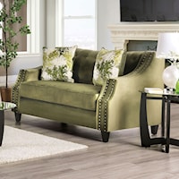 Transitional Loveseat with Button Tufted Back