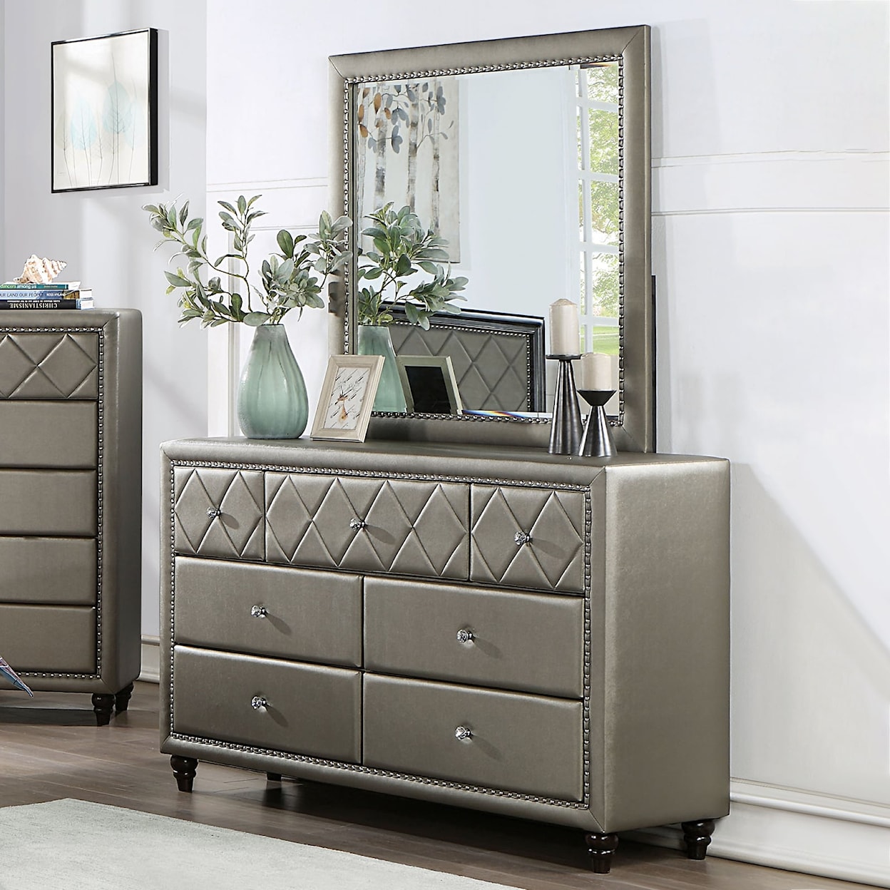 Furniture of America - FOA Xandria 7-Drawer Dresser with Diamond Tufting