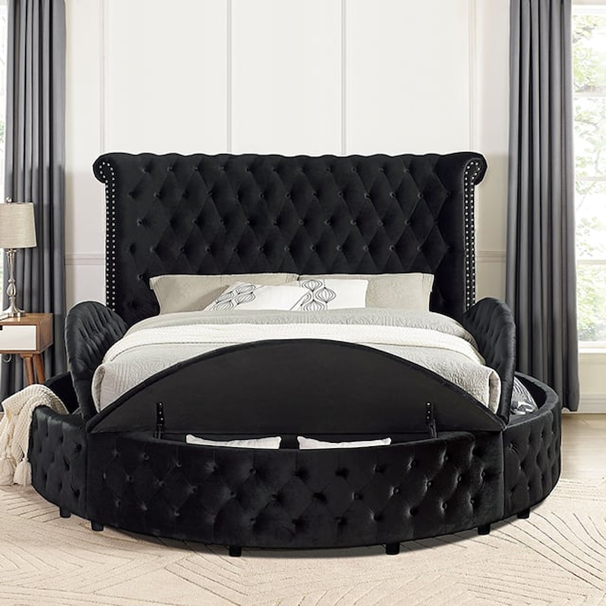 Furniture of America - FOA Sansom Cali. King Upholstered Round Bed