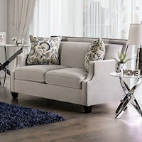 Mentecelio Transitional Loveseat with Nailhead Trim