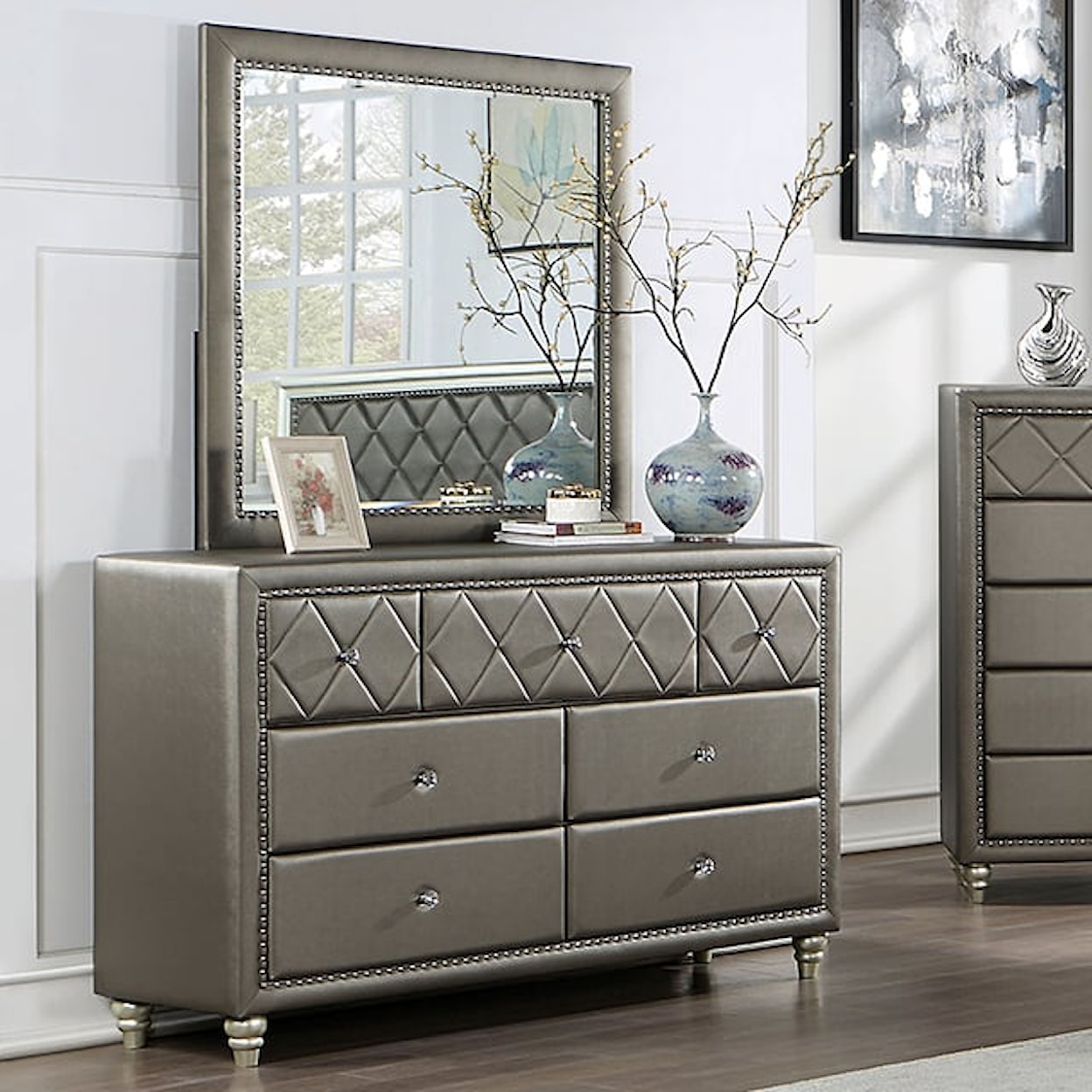 Furniture of America - FOA Xandria 7-Drawer Dresser with Diamond Tufting