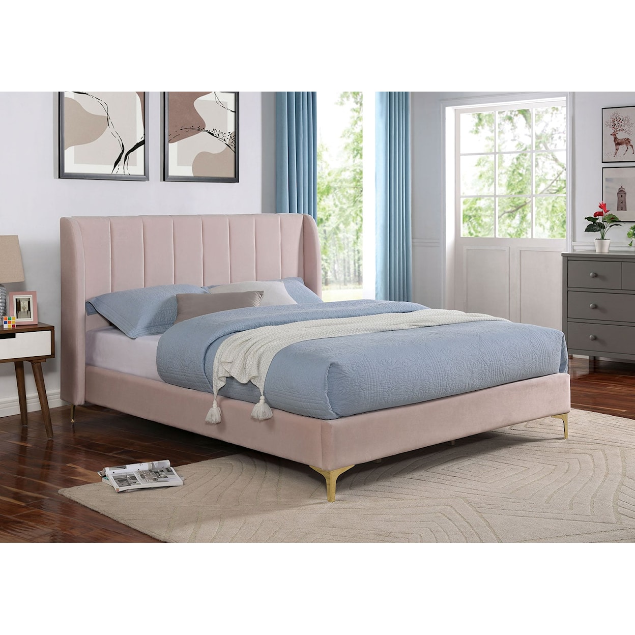 Furniture of America - FOA Pearl Queen Upholstered Bed