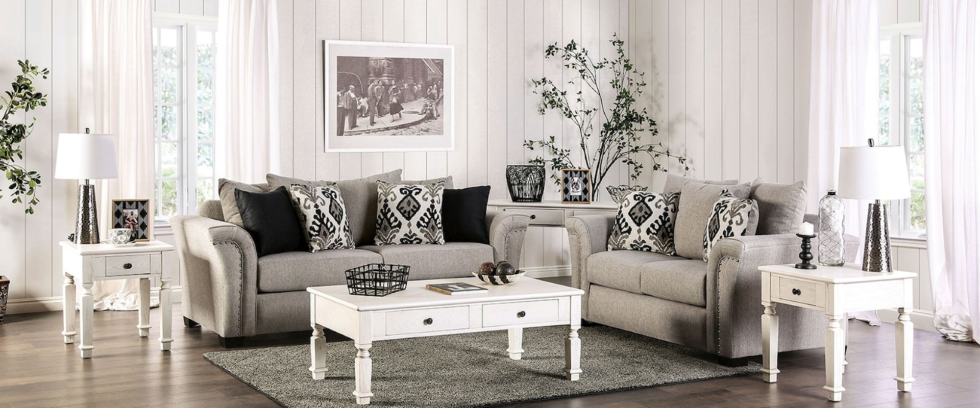 Transitional Belsize 2-Piece Living Room Set with Sofa and Loveseat