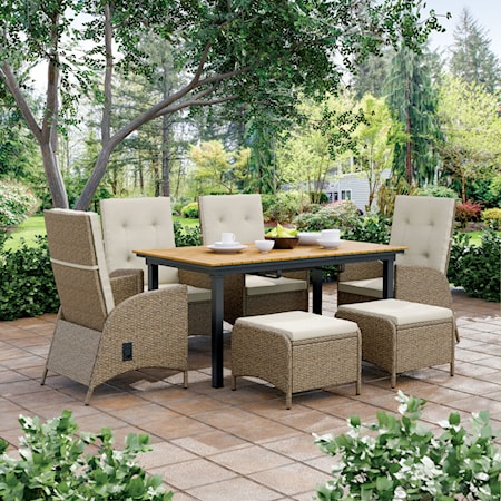 7-Piece Patio Dining Set with 2 Ottomans