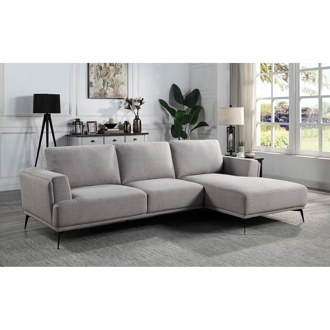 Furniture of America LAUFEN L-shaped Sectional, Gray