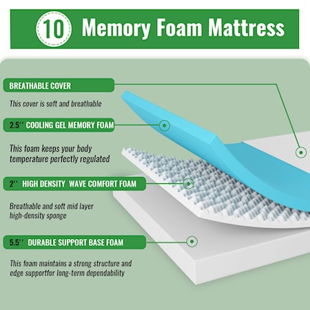 10&quot; Queen Memory Foam Wave Comfort