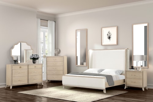 Transitional 5-Piece Queen Bedroom Set with 2 Nightstand