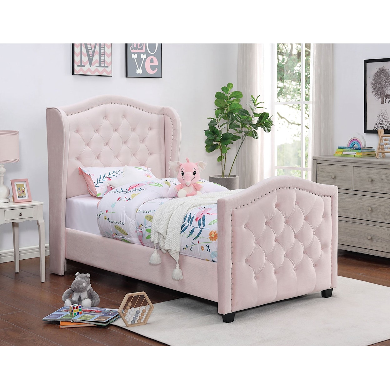 Furniture of America Kerran Upholstered Full Bed with Button Tufting