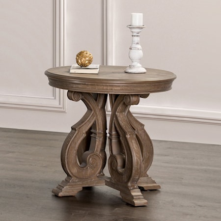 End Table with Scroll Pedestal