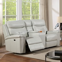 Florine Power Loveseat with USB Port and Nailhead Trim