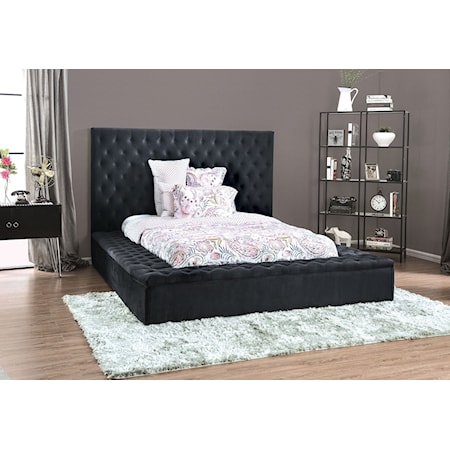 Upholstered Queen Platform Bed - Dark Gray