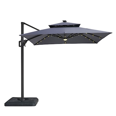 8' Cantilever Umbrella with LED and Base