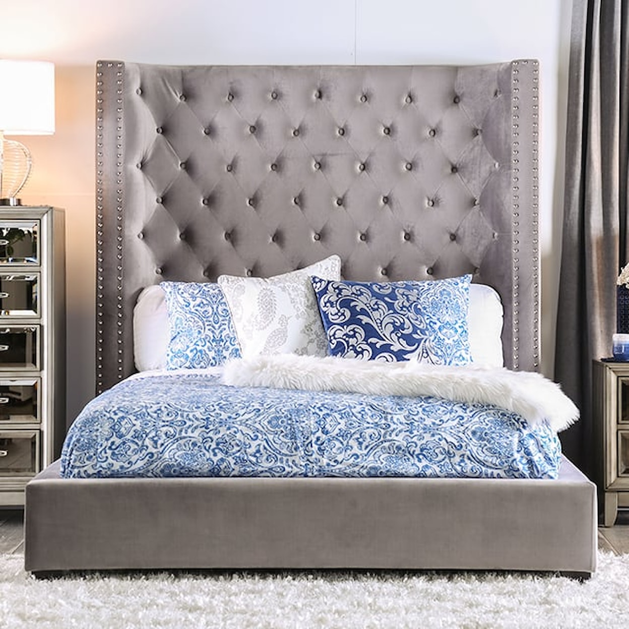 Furniture of America Rosabelle Queen Upholstered Bed