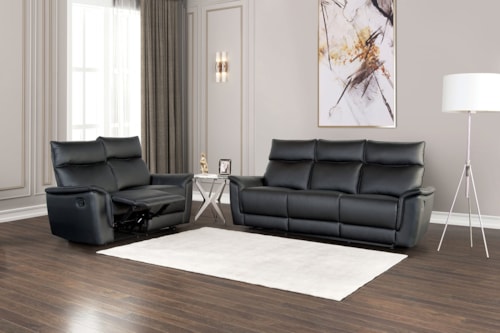 Transitional Manual Reclining Sofa and Loveseat Set