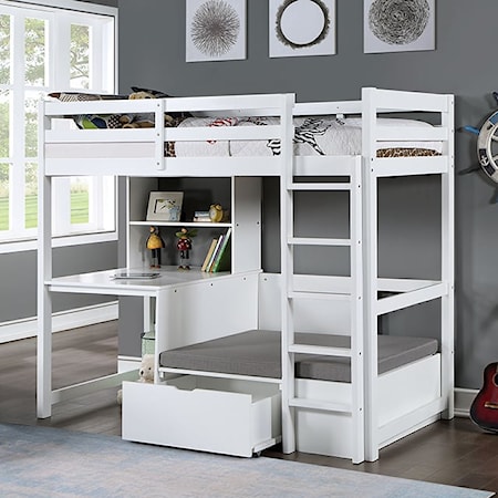 Transitional Youth Bunk Bed With Built in Desk and Storage