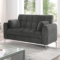 Contemporary Tight Back Cushion Loveseat with Biscuit Tufting
