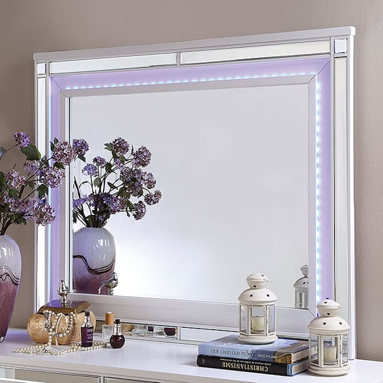 Furniture of America - FOA Brachium Dresser Mirror with LED Lighting Trim
