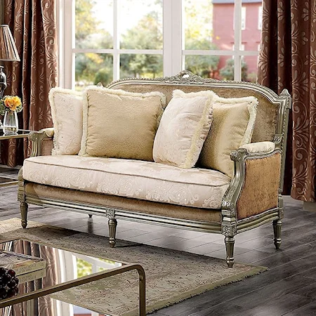 Traditional Loveseat with Bench Style Cushion