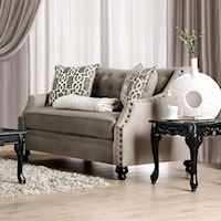 Transitional Loveseat with Nailhead Trim