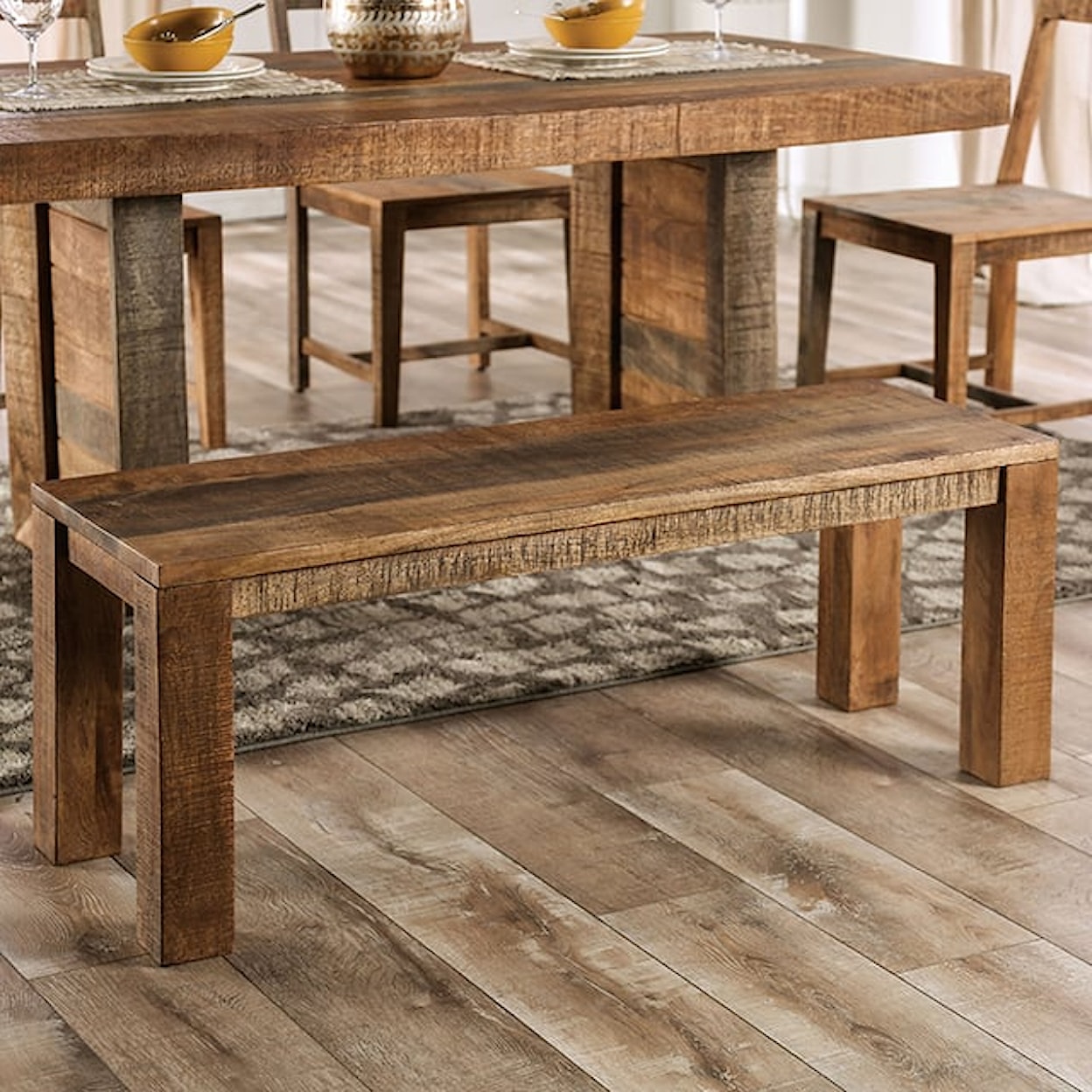 Furniture of America Galanthus Solid Wood Dining Bench