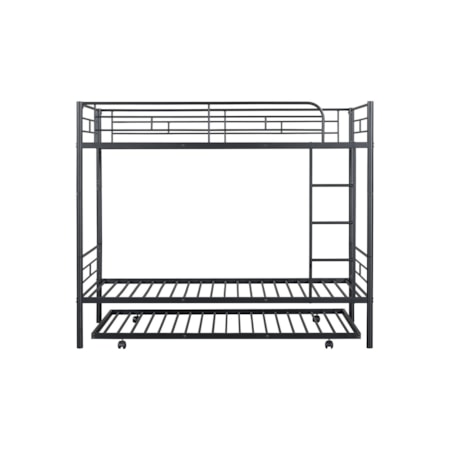 Twin over Twin Bunk Metal Bed with Trundle