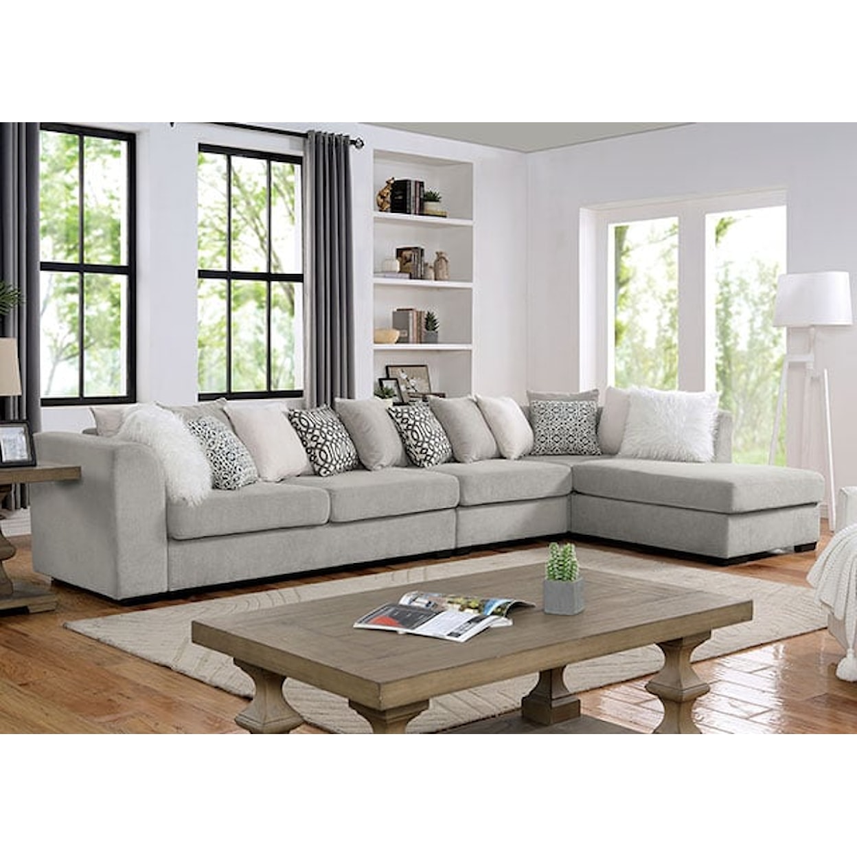 Furniture of America Leandra 3-Piece Sectional Sofa